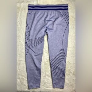 Fabletics linear-printed seamless purple legging, Aster/Byzantium/Eclipse, L
